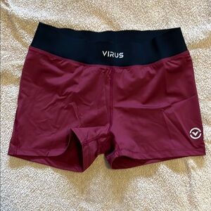 Virus Red and Black Athletic Shorts Compression Fit